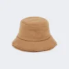 Reversible camel and teddy fabric cloche hat, camel