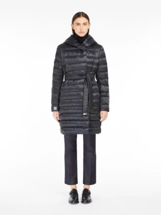 Reversible down jacket in water-repellent satin, midnightblue