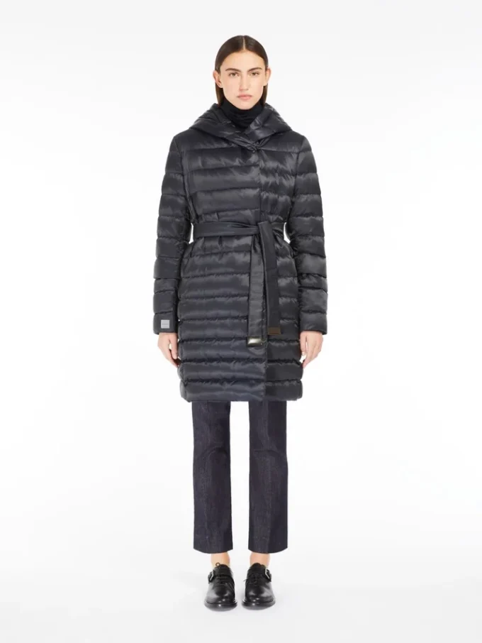 Reversible down jacket in water-repellent satin, midnightblue