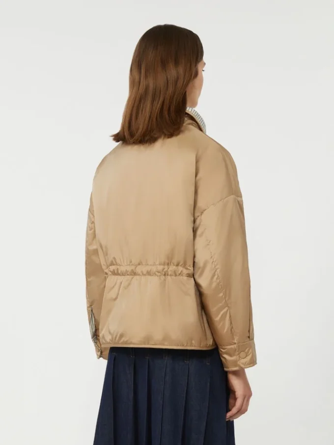 Reversible padded jacket in water-repellent canvas, hazelnut brown
