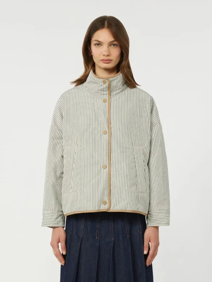 Reversible padded jacket in water-repellent canvas, hazelnut brown