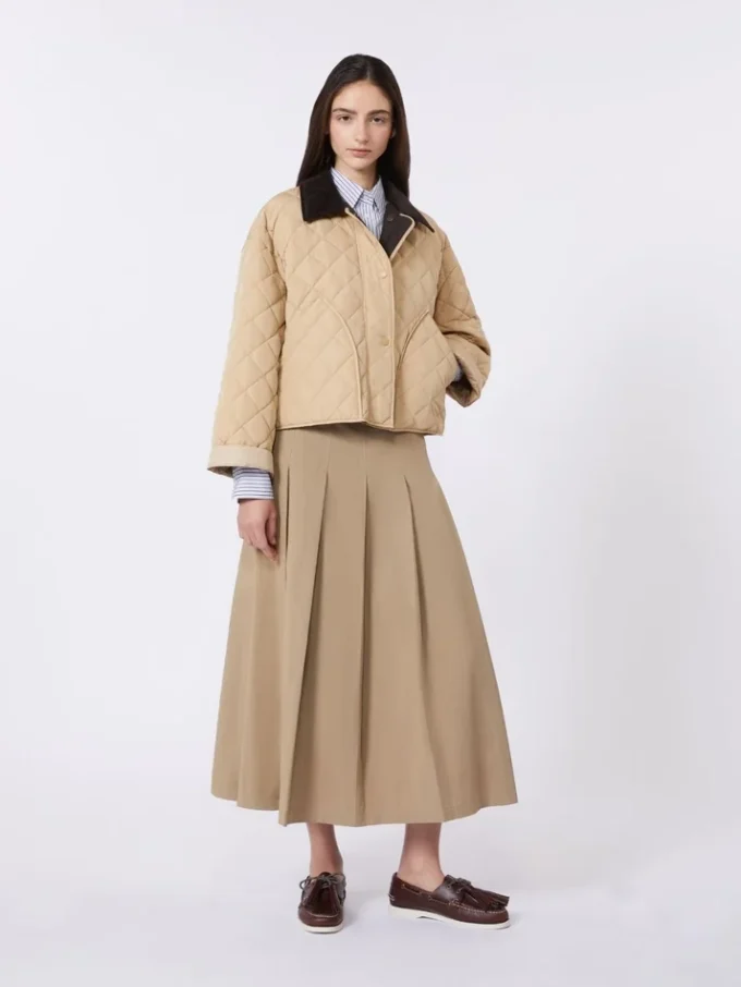 Reversible padded jacket in water-repellent fabric, beige