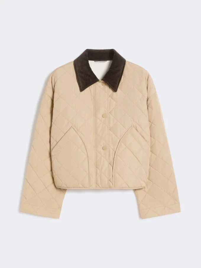 Reversible padded jacket in water-repellent fabric, beige