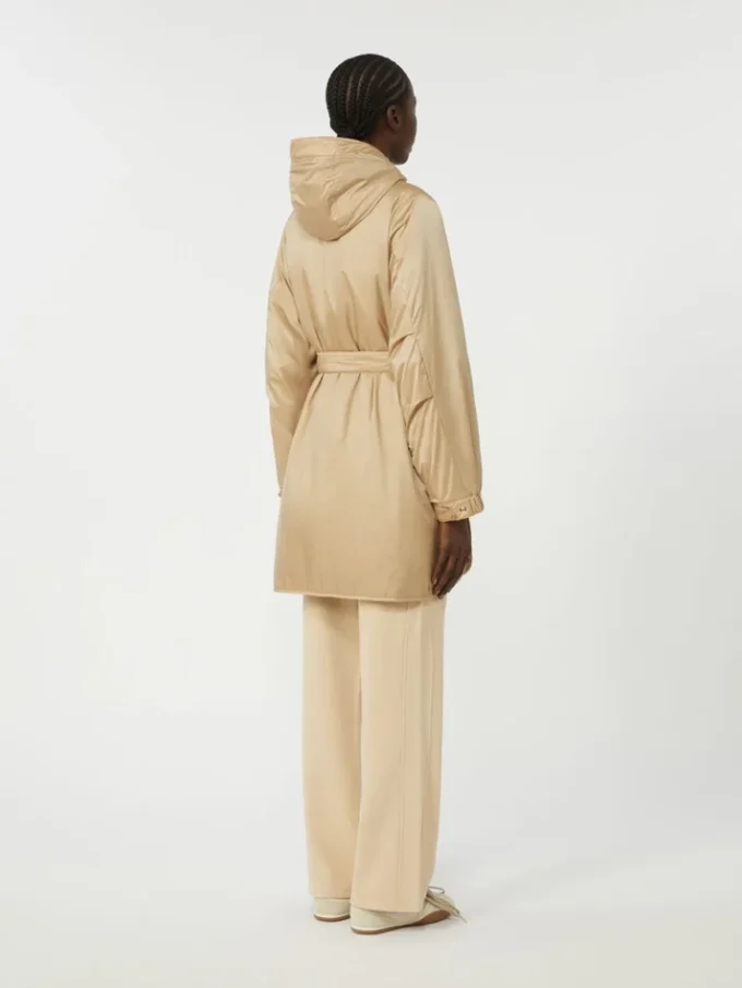 Reversible padded parka in water-repellent canvas, beige