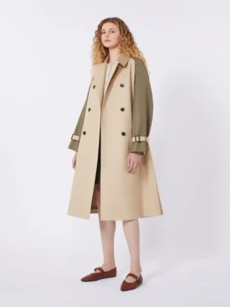 Reversible water-repellent gabardine trench coat, beige