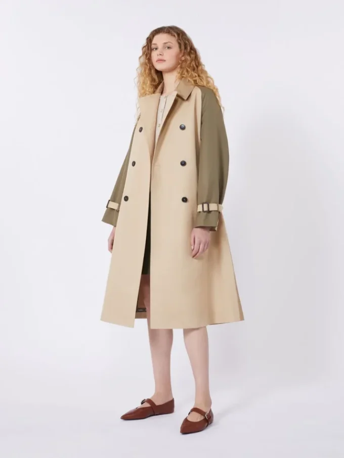 Reversible water-repellent gabardine trench coat, beige