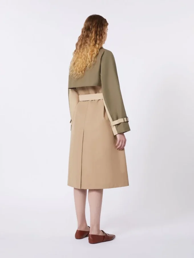 Reversible water-repellent gabardine trench coat, beige