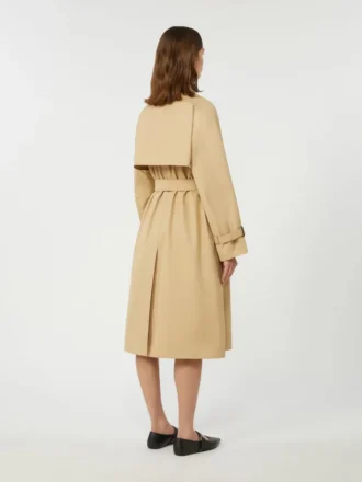 Reversible water-repellent gabardine trench coat, beige