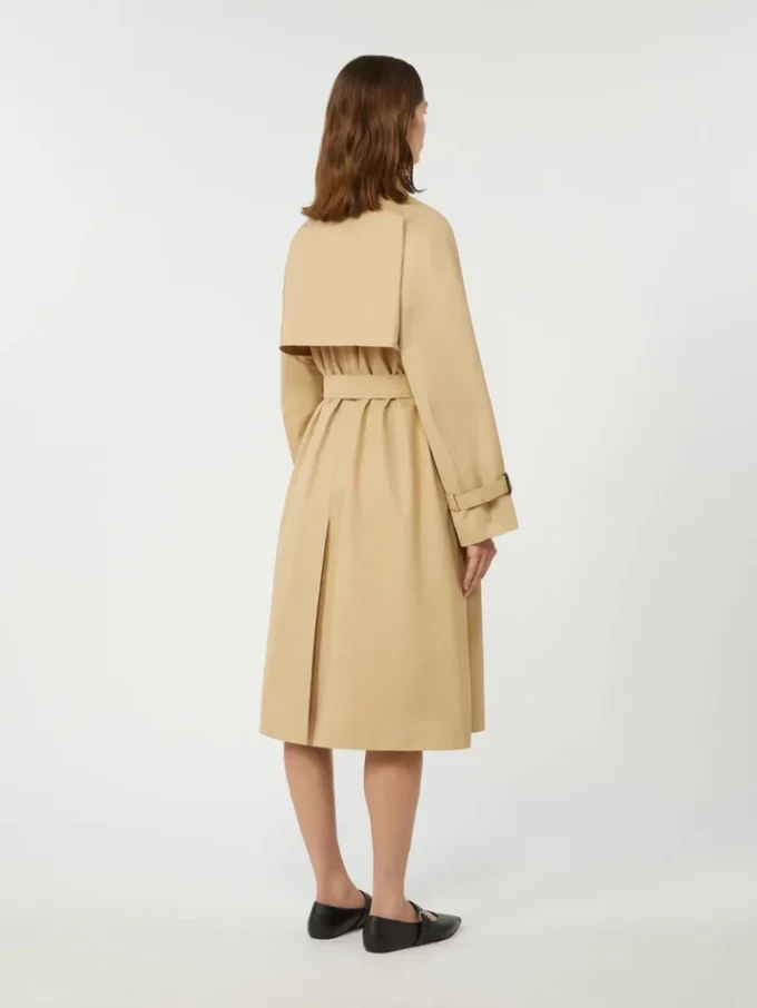 Reversible water-repellent gabardine trench coat, beige