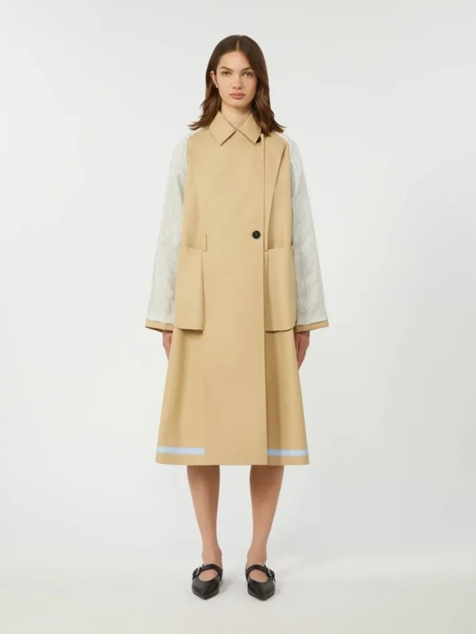 Reversible water-repellent gabardine trench coat, beige