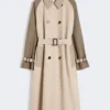 Reversible water-repellent gabardine trench coat, beige