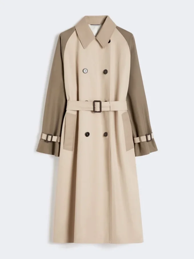 Reversible water-repellent gabardine trench coat, beige
