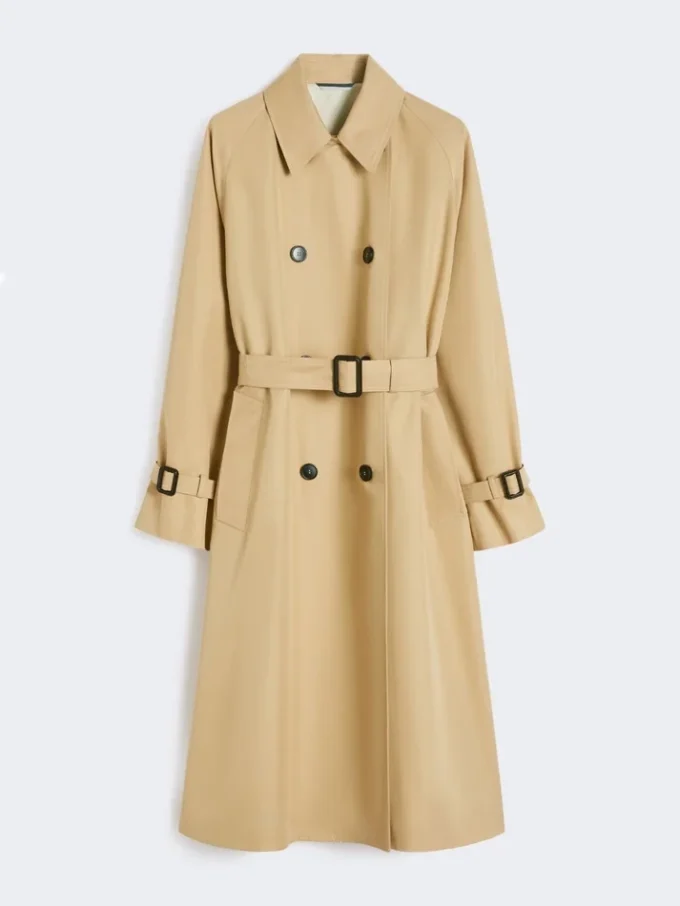 Reversible water-repellent gabardine trench coat, beige