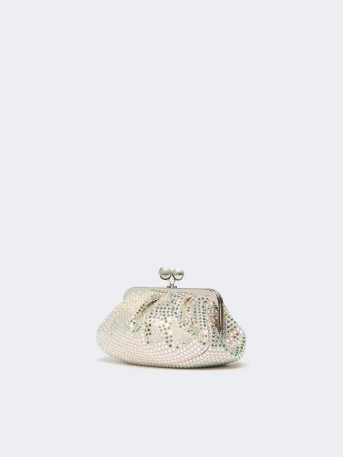 Rhinestone-adorned small satin pasticcino bag, antique rose Rhinestone-adorned small satin pasticcino bag, antique rose