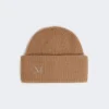 Rib-knit cashmere beanie hat, camel