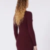 Rib-knit viscose cardigan, bordeaux