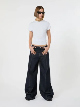 Rib-knit viscose sweater, light blue