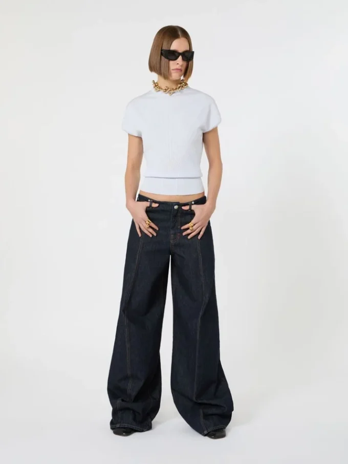 Rib-knit viscose sweater, light blue Rib-knit viscose sweater, light blue