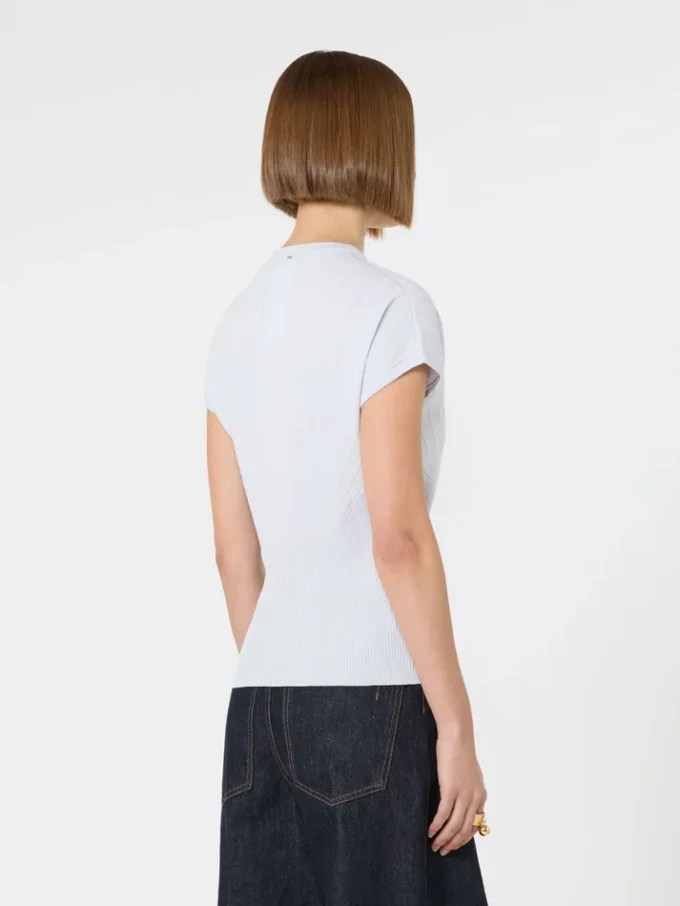 Rib-knit viscose sweater, light blue Rib-knit viscose sweater, light blue