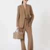 Stretch wool cloth trousers, hazelnut brown