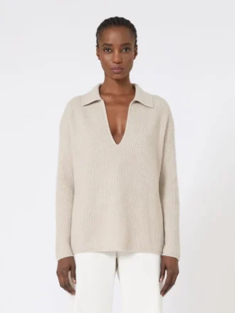 Ribbed cashmere jumper, beige