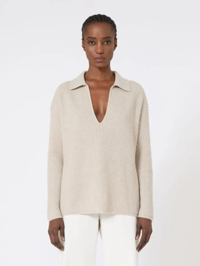 Ribbed cashmere jumper, beige