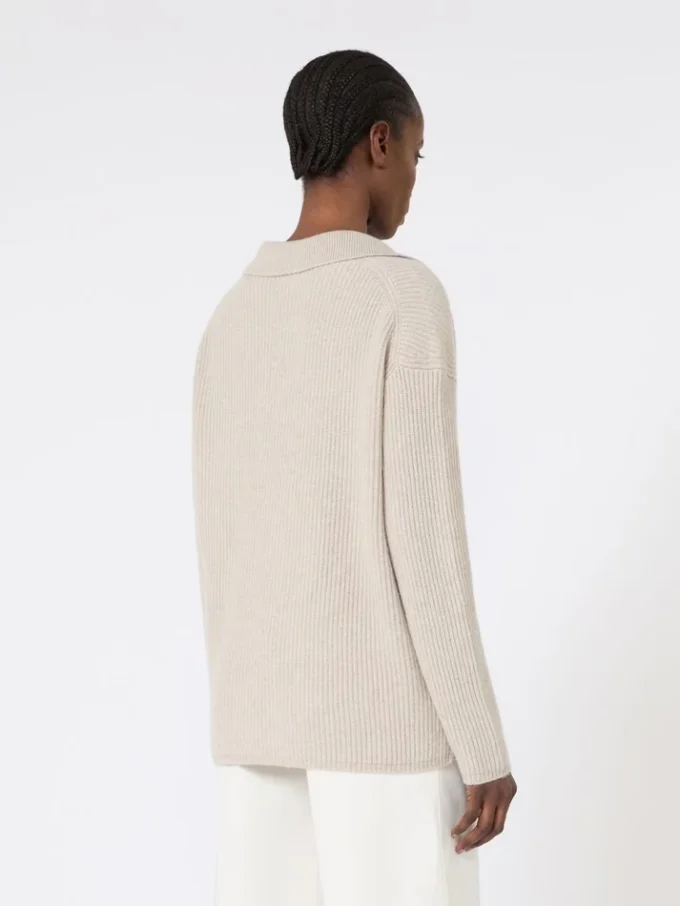 Ribbed cashmere jumper, beige