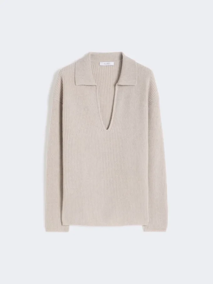 Ribbed cashmere jumper, beige