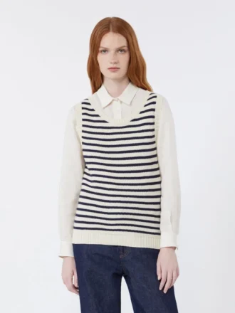 Ribbed cotton yarn jumper, navy