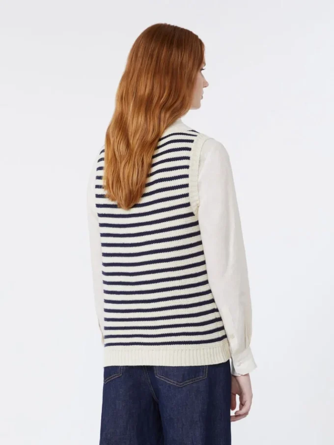 Ribbed cotton yarn jumper, navy