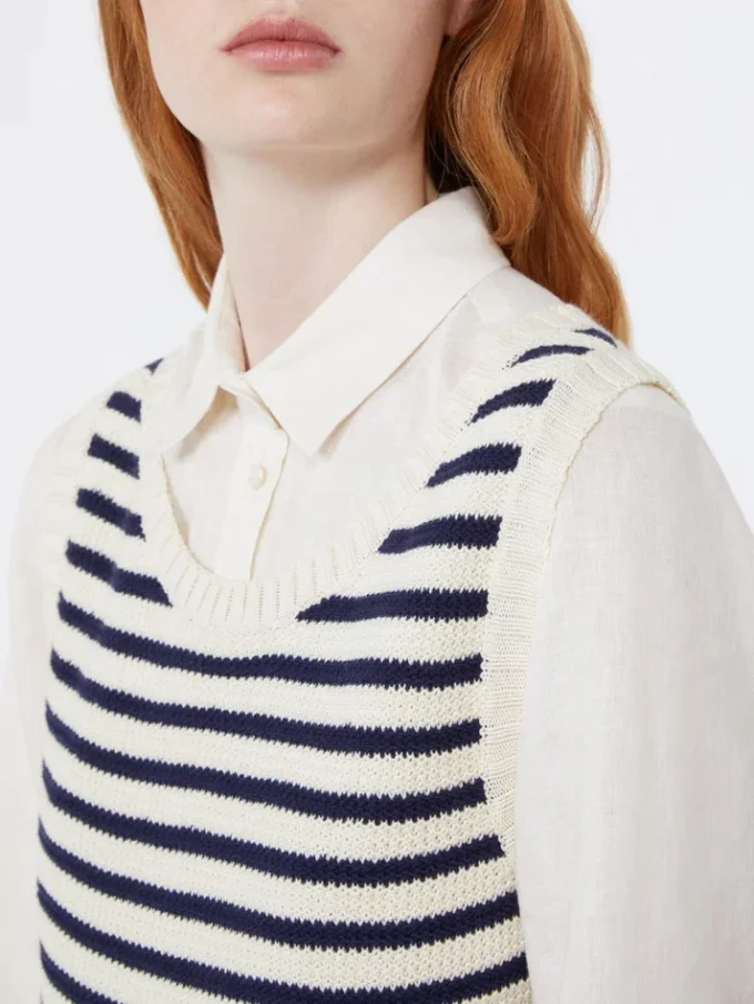 Ribbed cotton yarn jumper, navy