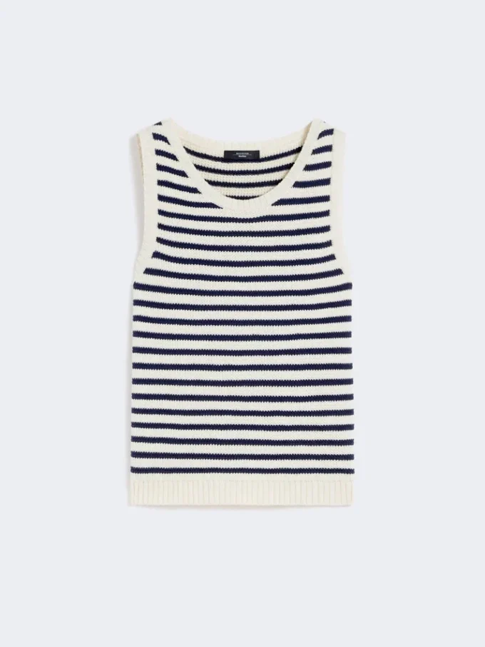 Ribbed cotton yarn jumper, navy