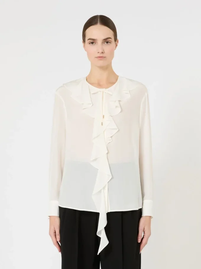 Ruffled silk blouse, silk