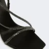 Satin and crystal sandals, black