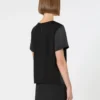 Satin and jersey t-shirt, black
