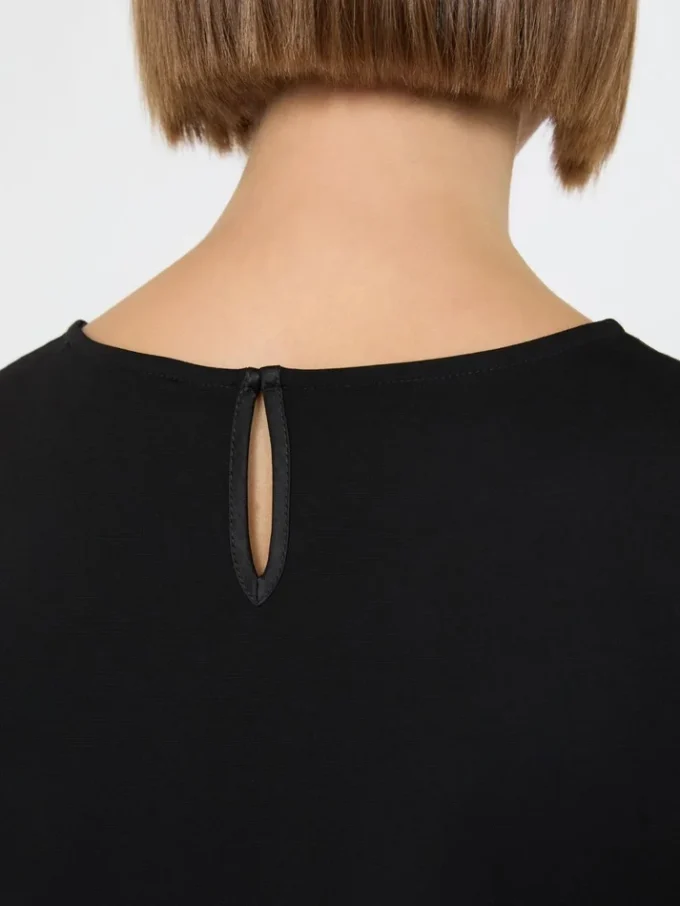 Satin and jersey t-shirt, black