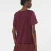 Satin and jersey t-shirt, bordeaux