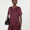 Satin and jersey t-shirt, bordeaux