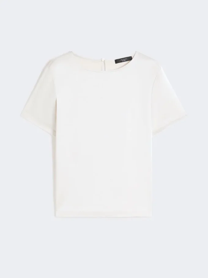 Satin and jersey t-shirt, ecru