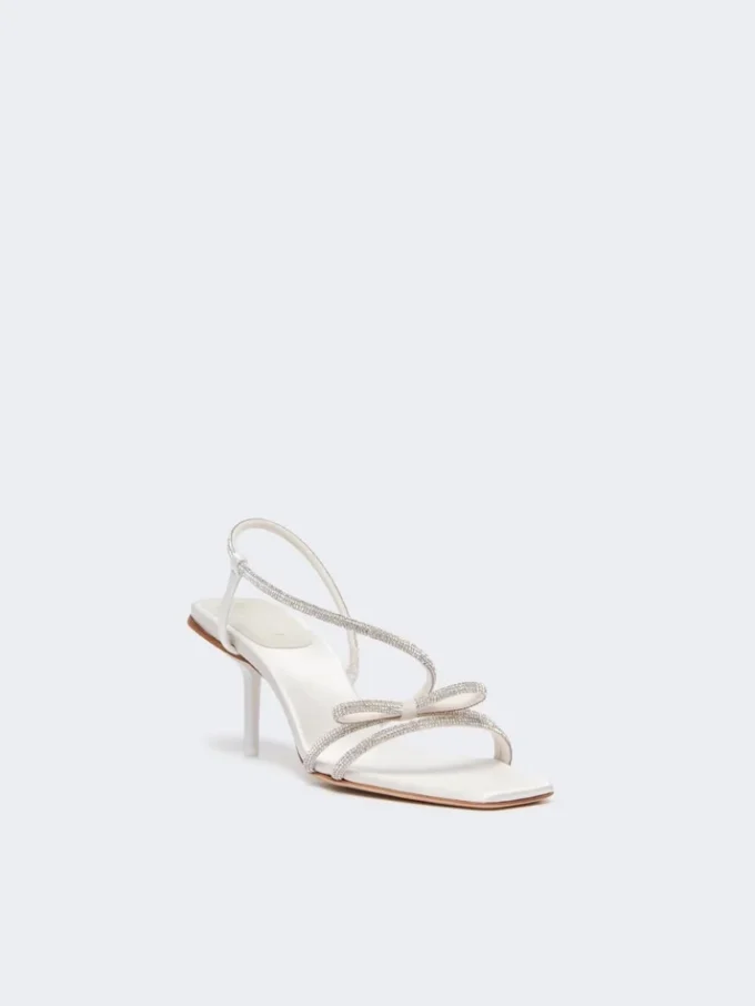 Satin and rhinestone sandals, ivory