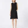 Scuba jersey polo dress, black