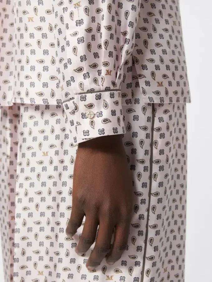 Semi-fitted printed silk shirt, pink