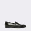 Semi-glossy leather moccasins, black Semi-glossy leather moccasins, black