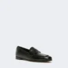 Semi-glossy leather moccasins, black Semi-glossy leather moccasins, black