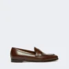 Semi-glossy leather moccasins, cocoa