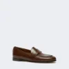 Semi-glossy leather moccasins, cocoa