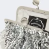 Sequin-adorned small satin pasticcino bag, silver