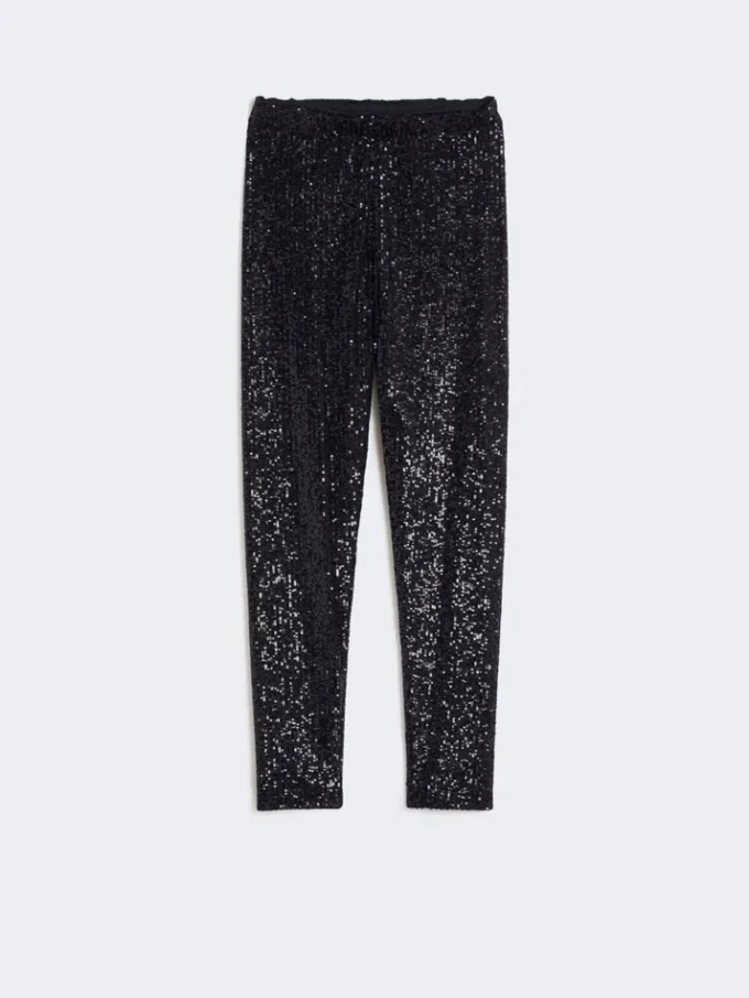 Sequinned leggings, black
