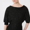 Sequinned viscose yarn dress, black
