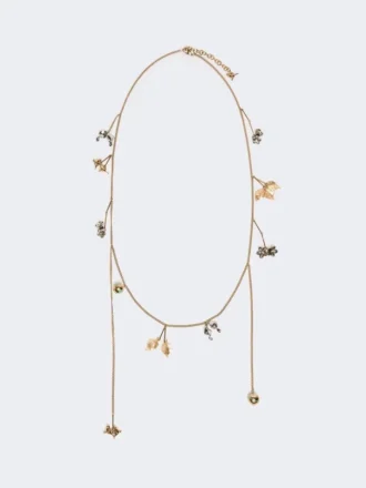 Set of metal and glass necklaces, emerald